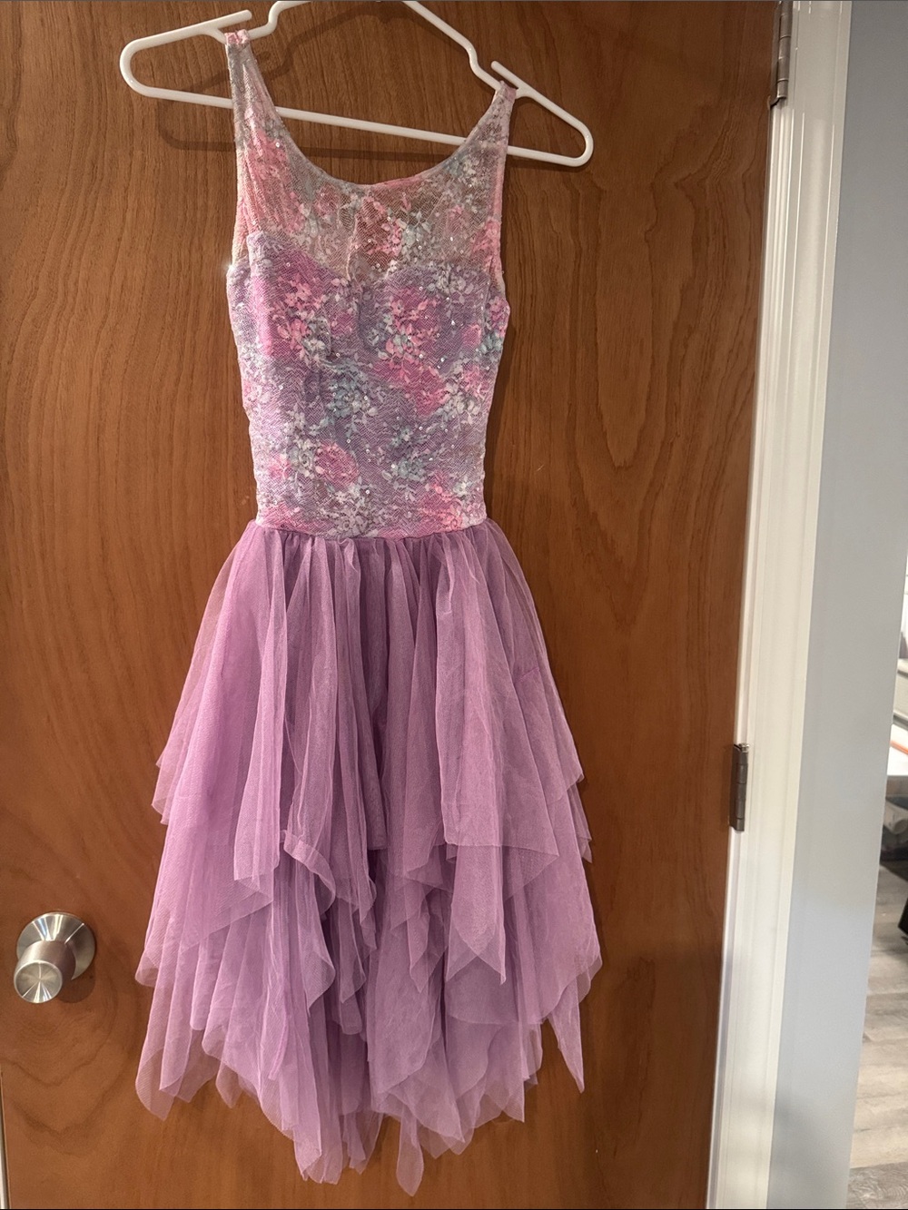 Small Adult Floral Lace & Tulle Pink and Purple Costume Dress